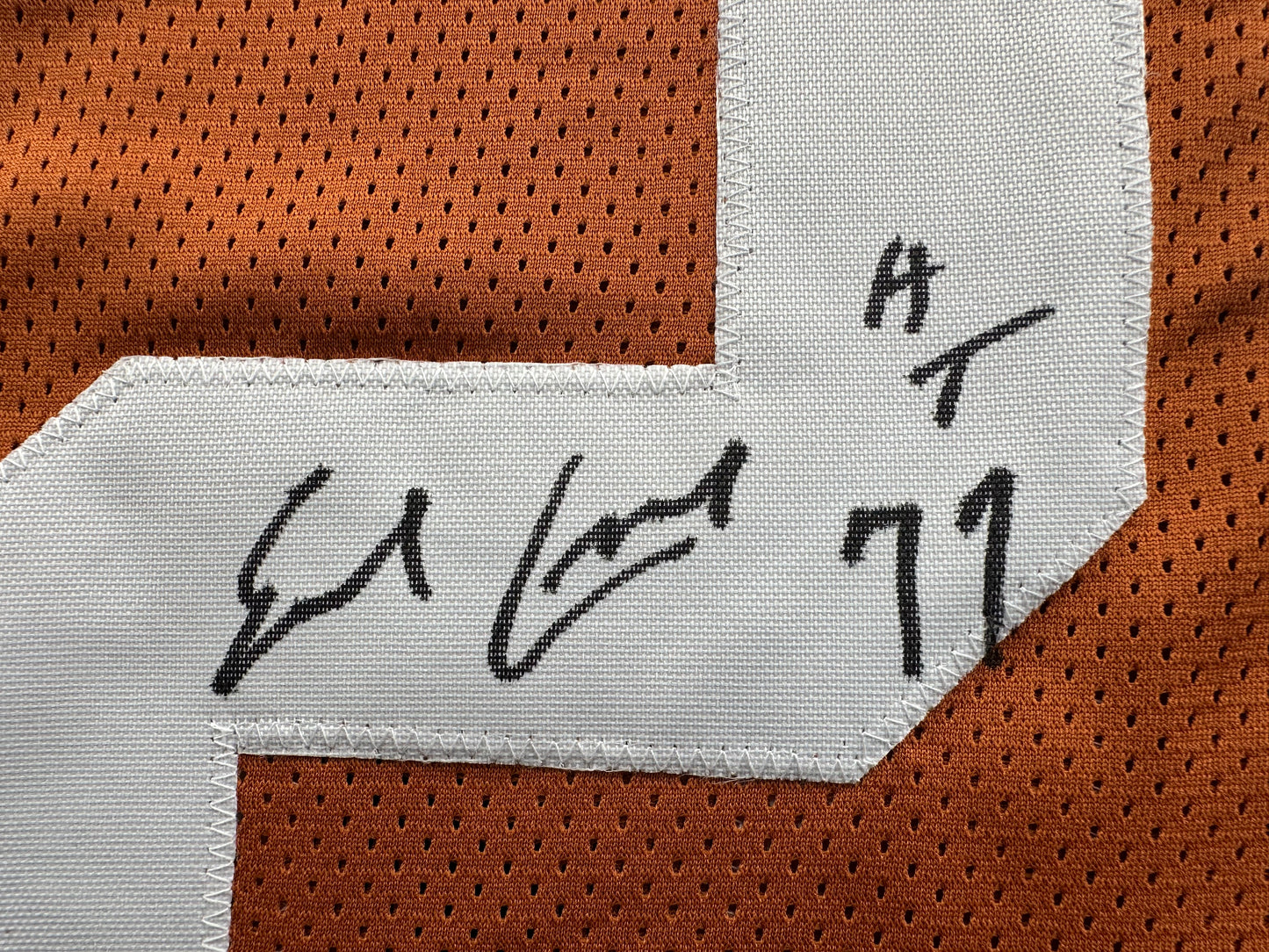 EARL CAMPBELL SIGNED ORANGE FOOTBALL JERSEY Texas Longhorns XL BAS COA