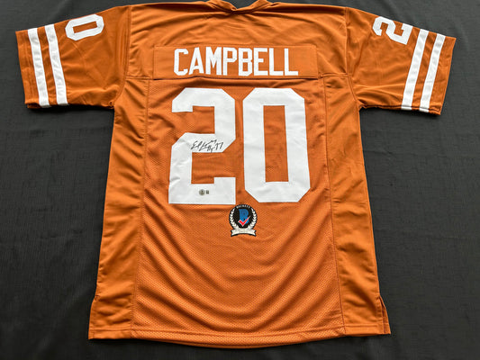 EARL CAMPBELL SIGNED ORANGE FOOTBALL JERSEY Texas Longhorns XL BAS COA