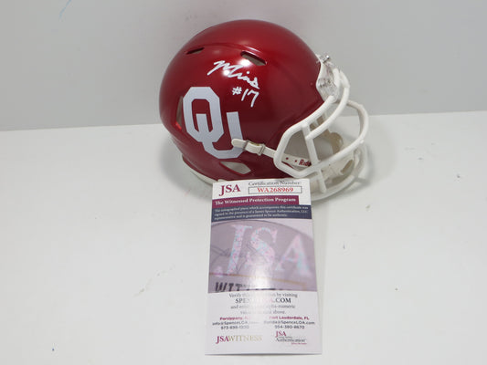 MARVIN MIMS OU OKLAHOMA SOONERS SIGNED Mini Helmet DENVER BRONCOS JSA