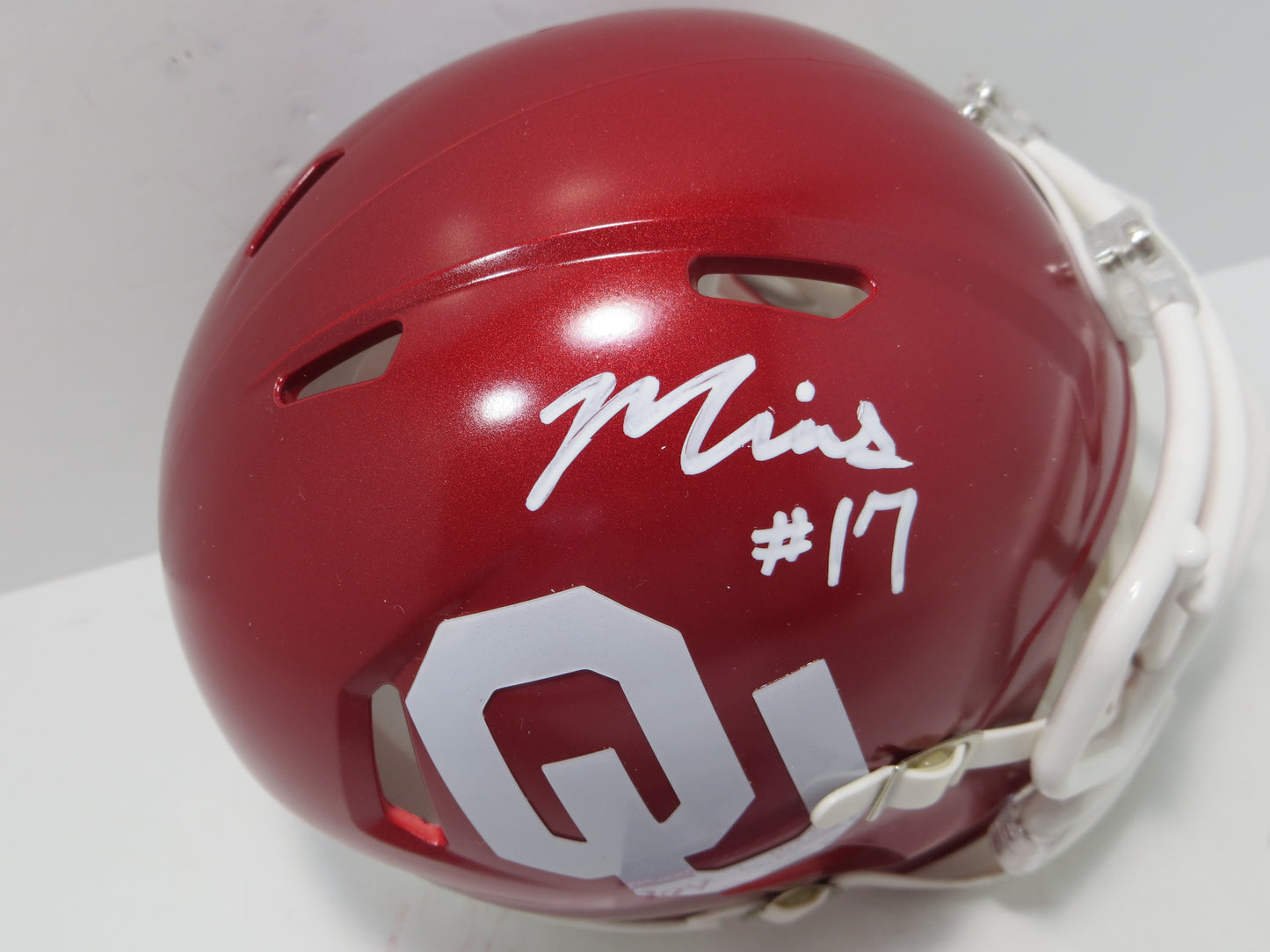 MARVIN MIMS OU OKLAHOMA SOONERS SIGNED Mini Helmet DENVER BRONCOS JSA