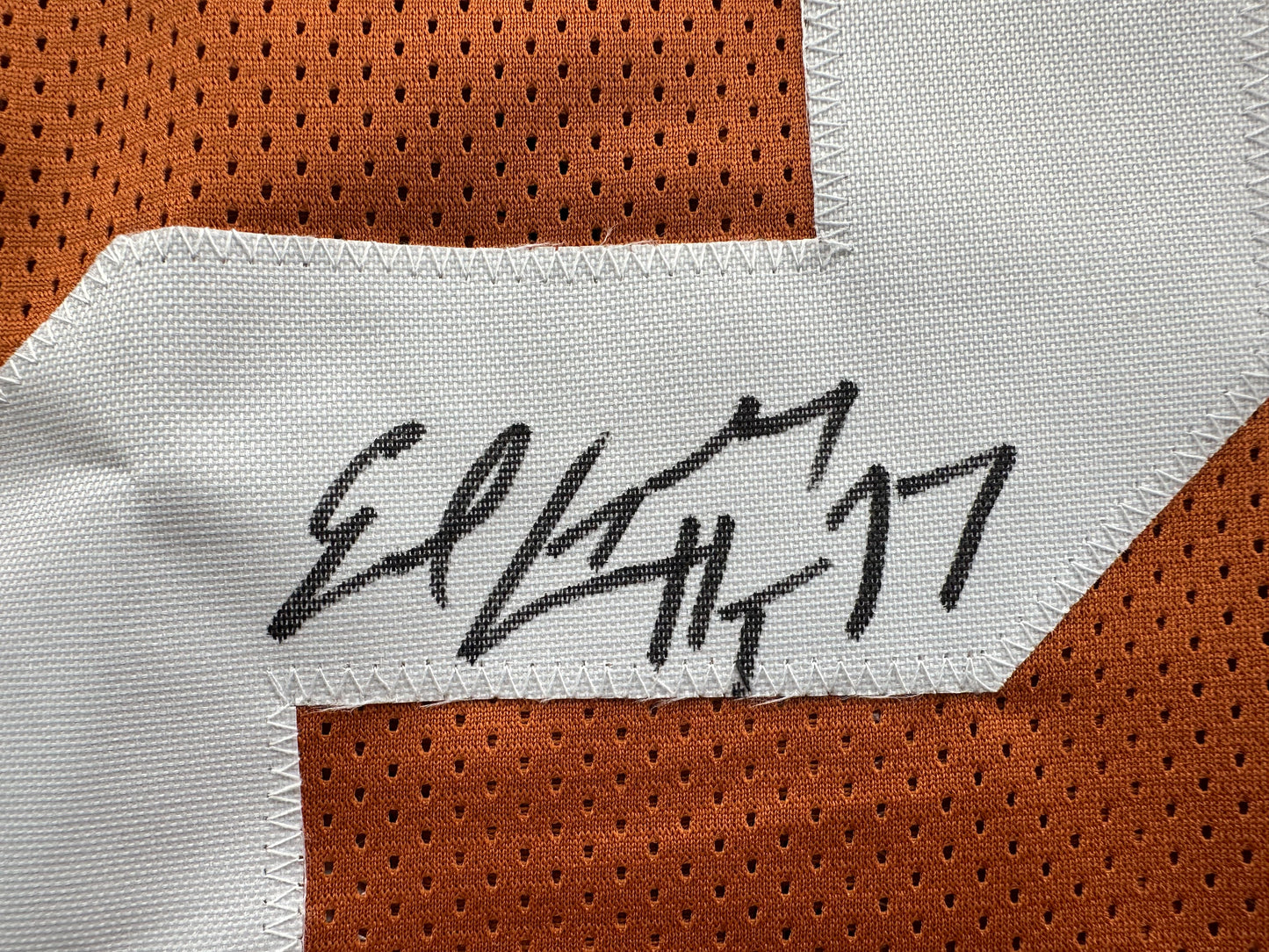 EARL CAMPBELL SIGNED ORANGE FOOTBALL JERSEY Texas Longhorns XL BAS COA