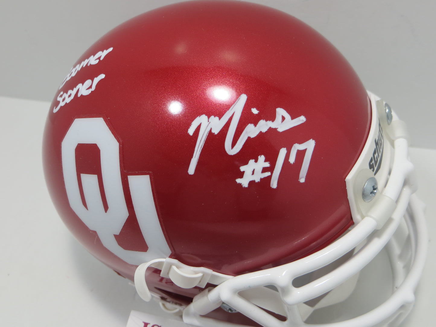 MARVIN MIMS OU OKLAHOMA SOONERS SIGNED Mini Helmet w/BoomerSooner JSA COA