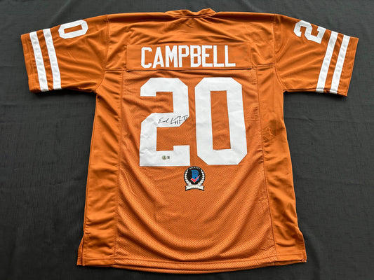 EARL CAMPBELL SIGNED ORANGE FOOTBALL JERSEY Texas Longhorns XL BAS COA