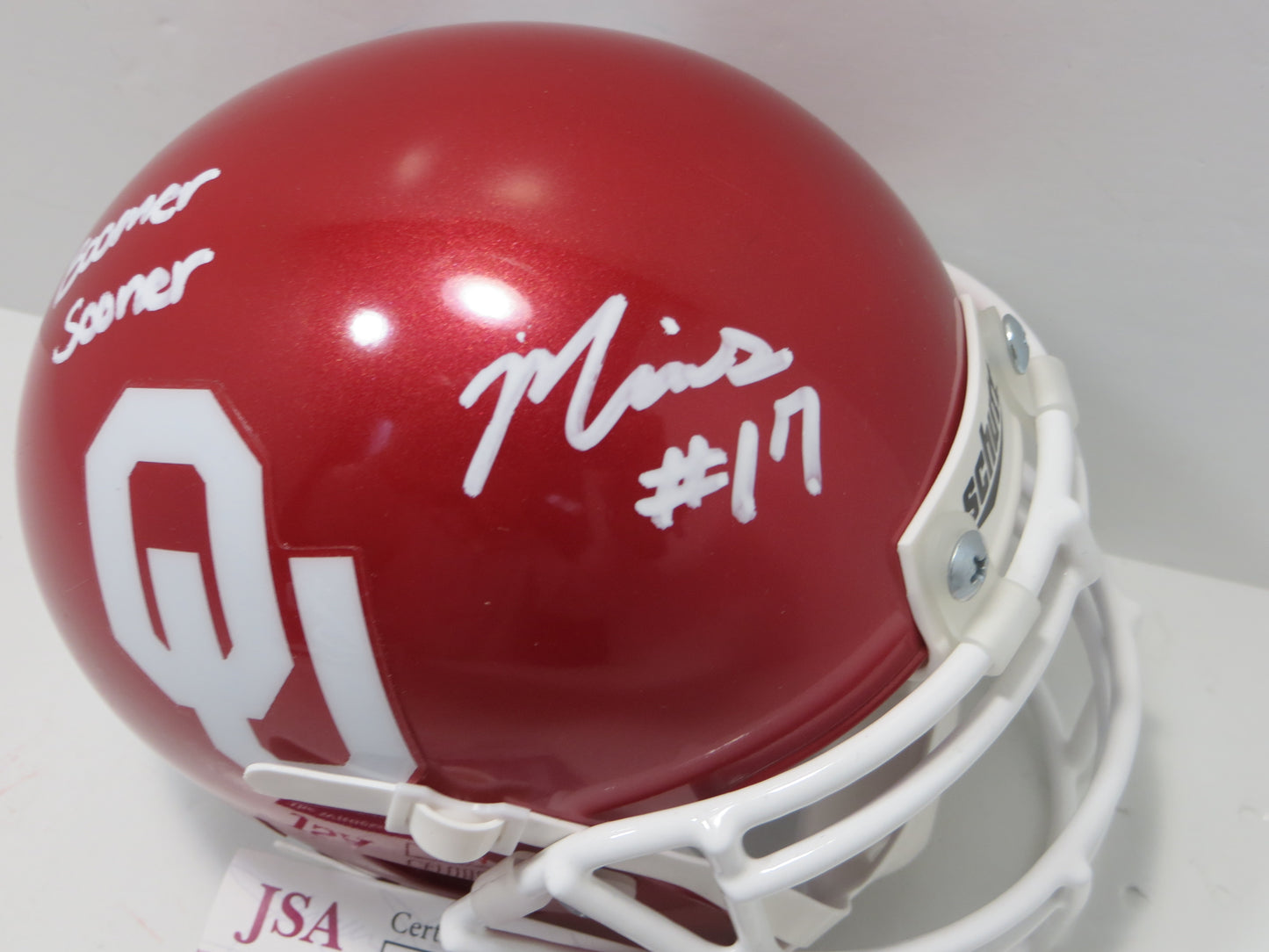 MARVIN MIMS OU OKLAHOMA SOONERS SIGNED Mini Helmet w/BoomerSooner JSA COA