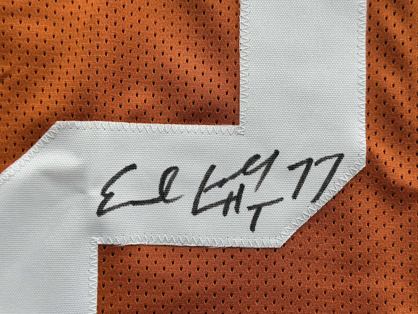 EARL CAMPBELL SIGNED ORANGE FOOTBALL JERSEY Texas Longhorns XL BAS COA
