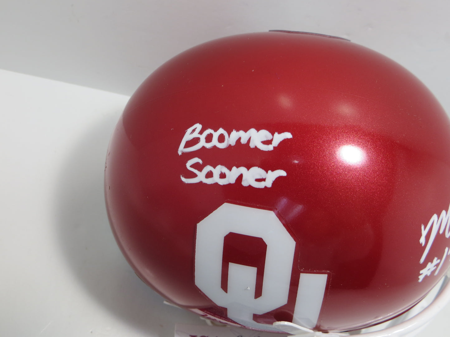 MARVIN MIMS OU OKLAHOMA SOONERS SIGNED Mini Helmet w/BoomerSooner JSA COA