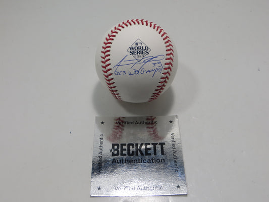 ADOLIS GARCIA TEXAS RANGERS RAWLINGS 2023 WORLD SERIES BASEBALL w/INSC BAS