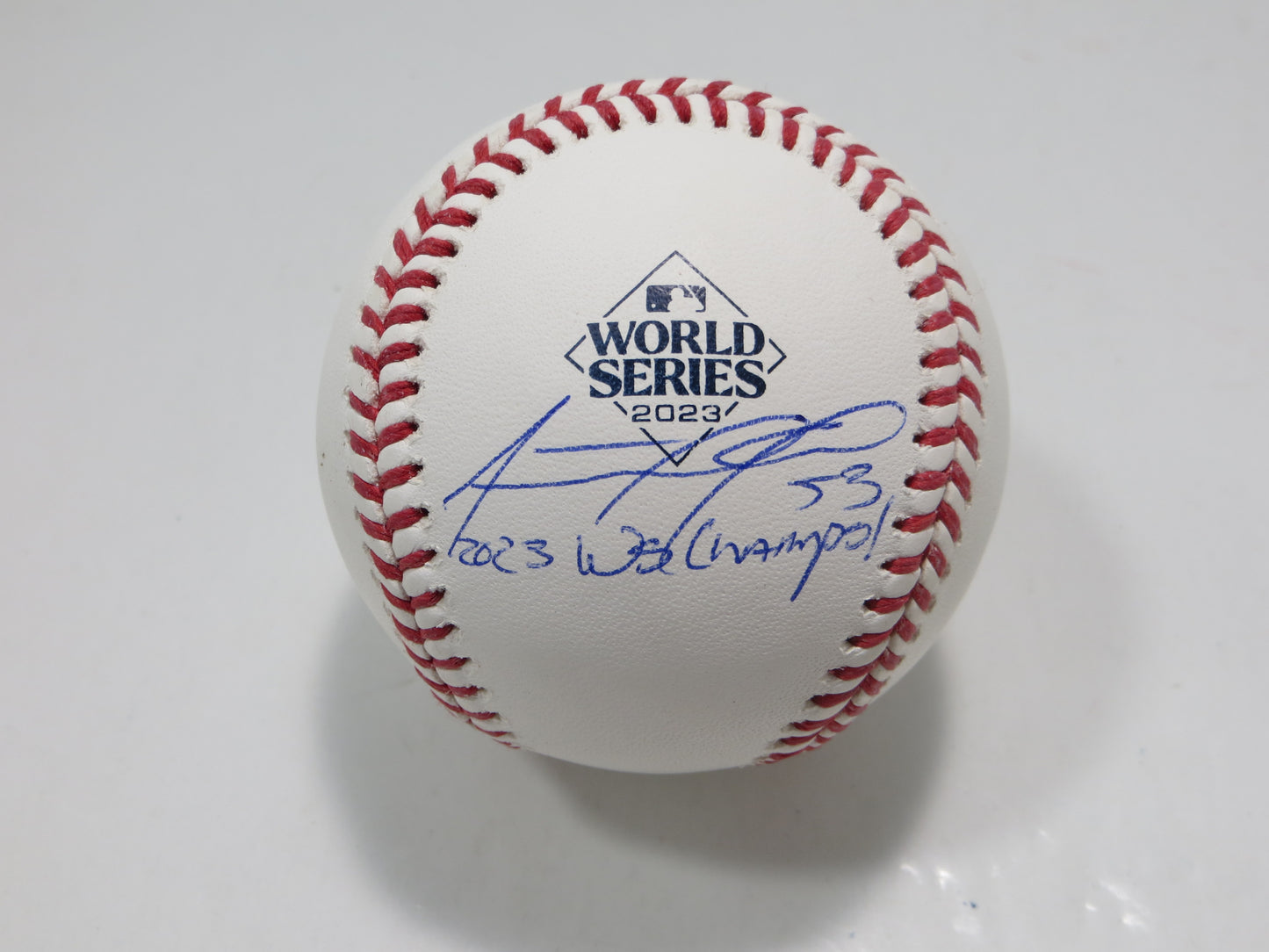 ADOLIS GARCIA TEXAS RANGERS RAWLINGS 2023 WORLD SERIES BASEBALL w/INSC BAS