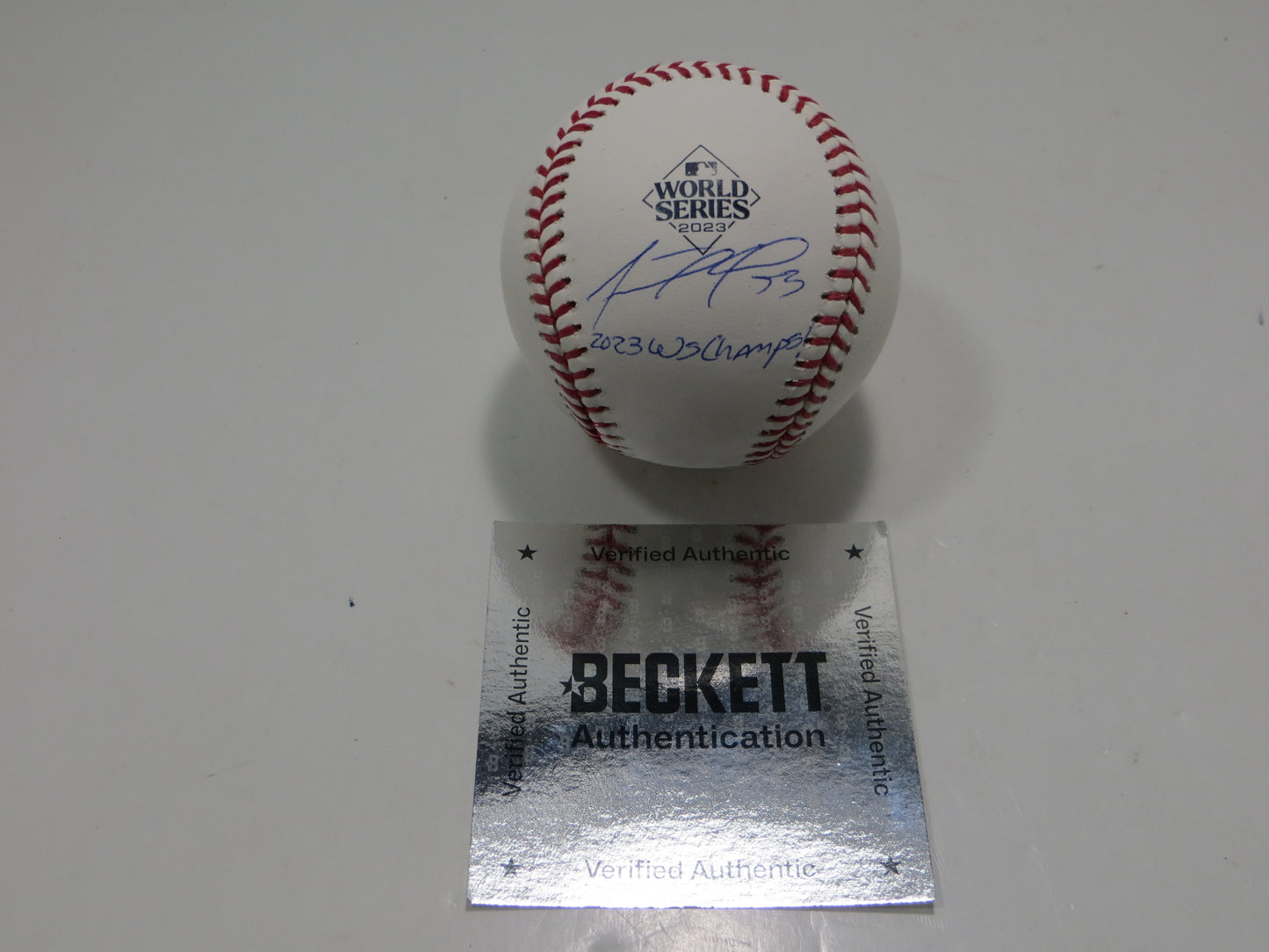 ADOLIS GARCIA TEXAS RANGERS RAWLINGS 2023 WORLD SERIES BASEBALL w/INSC BAS