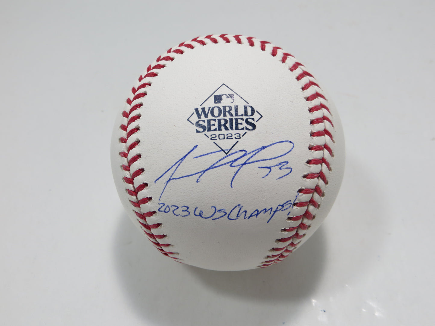 ADOLIS GARCIA TEXAS RANGERS RAWLINGS 2023 WORLD SERIES BASEBALL w/INSC BAS