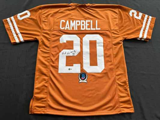 EARL CAMPBELL SIGNED ORANGE FOOTBALL JERSEY Texas Longhorns 2XL BAS COA