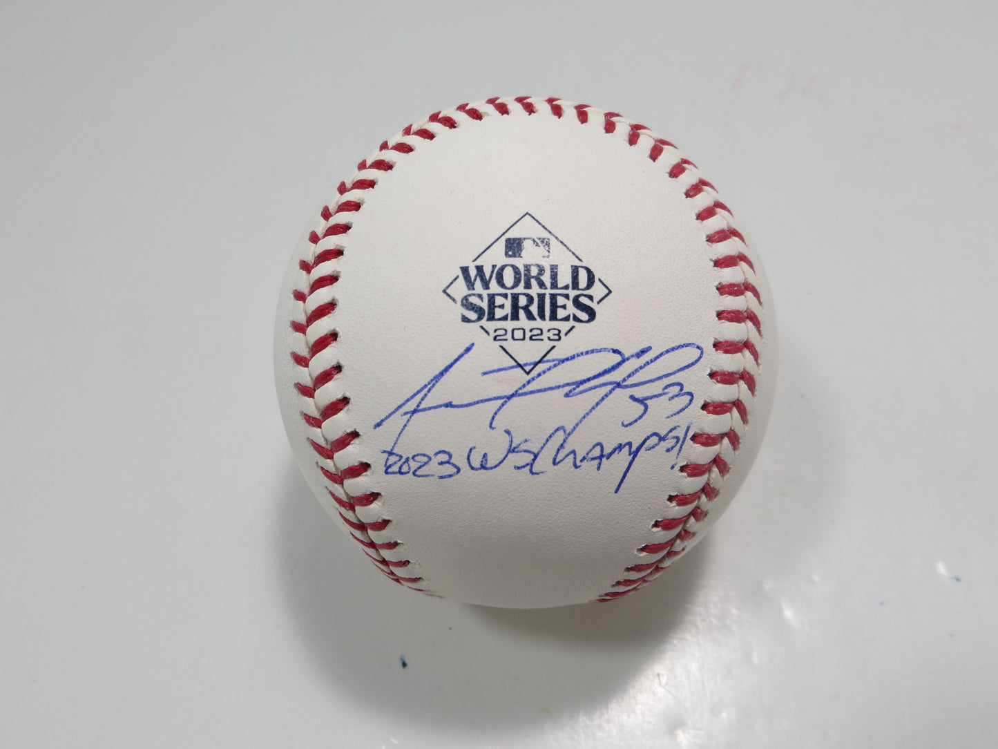 ADOLIS GARCIA TEXAS RANGERS RAWLINGS 2023 WORLD SERIES BASEBALL w/INSC BAS