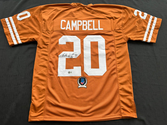 EARL CAMPBELL SIGNED ORANGE FOOTBALL JERSEY Texas Longhorns 2XL BAS COA