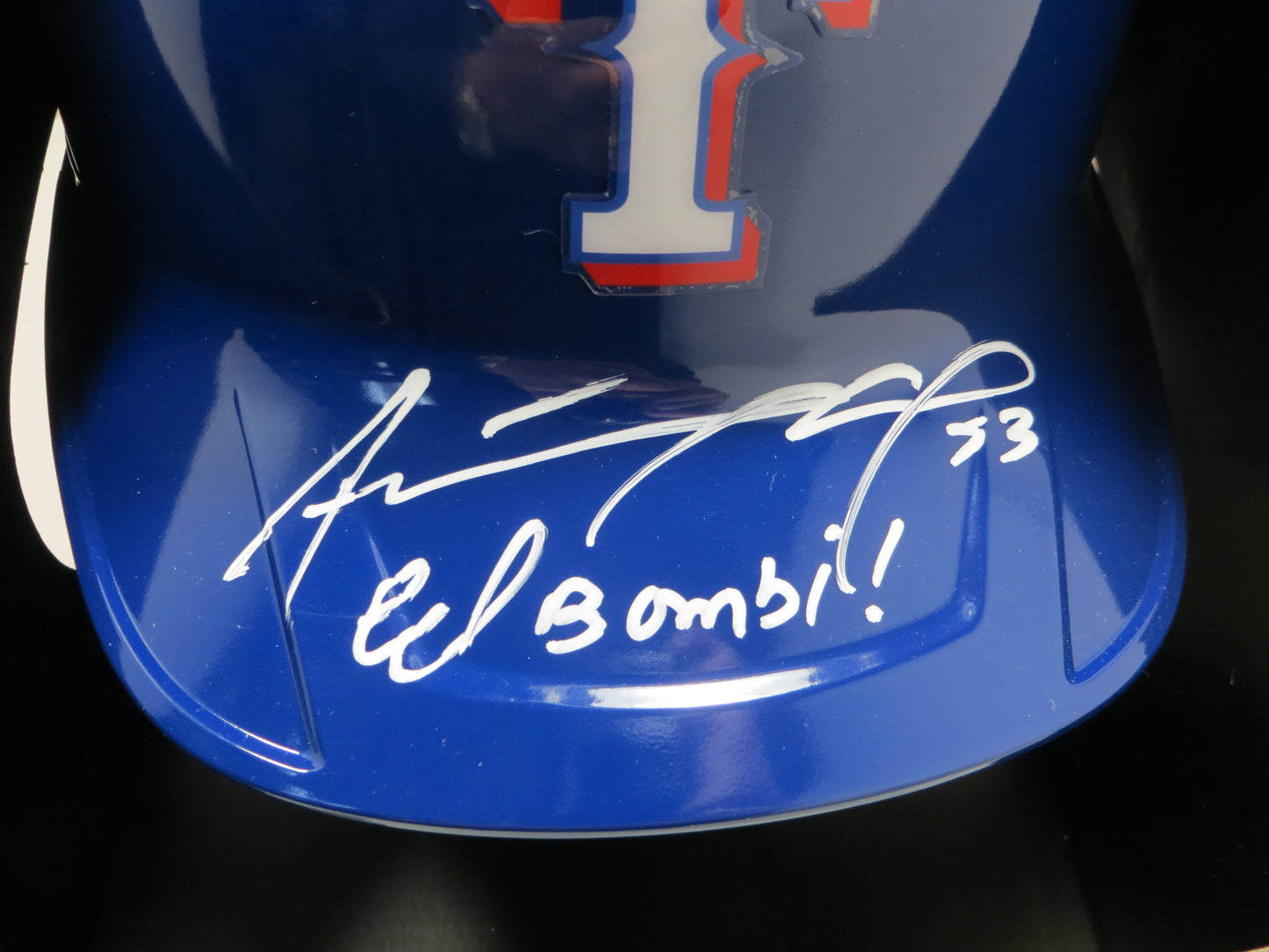 ADOLIS GARCIA SIGNED FULL SIZE TEXAS RANGERS BATTING HELMET w/el Bombi BAS