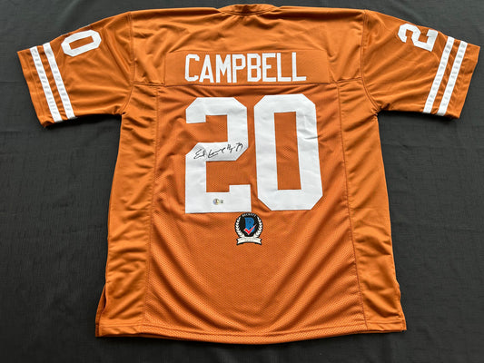 EARL CAMPBELL SIGNED ORANGE FOOTBALL JERSEY Texas Longhorns 2XL BAS COA