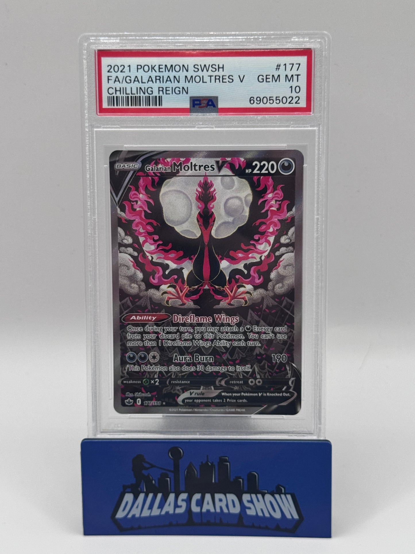 2021 Pokemon - Galarian Moltres V (Full Art) - 177/198 Chilling Reign PSA 10