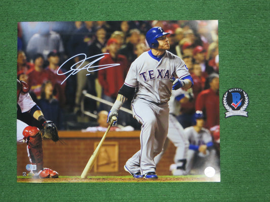 JOSH HAMILTON TEXAS RANGERS SIGNED 16x20 World Series Game 6 BAS COA