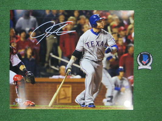 JOSH HAMILTON TEXAS RANGERS SIGNED 16x20 World Series Game 6 BAS COA