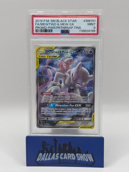 2019 Pokemon - Mewtwo & Mew GX (Promo) - SM191 Power Partnership Tins PSA 9