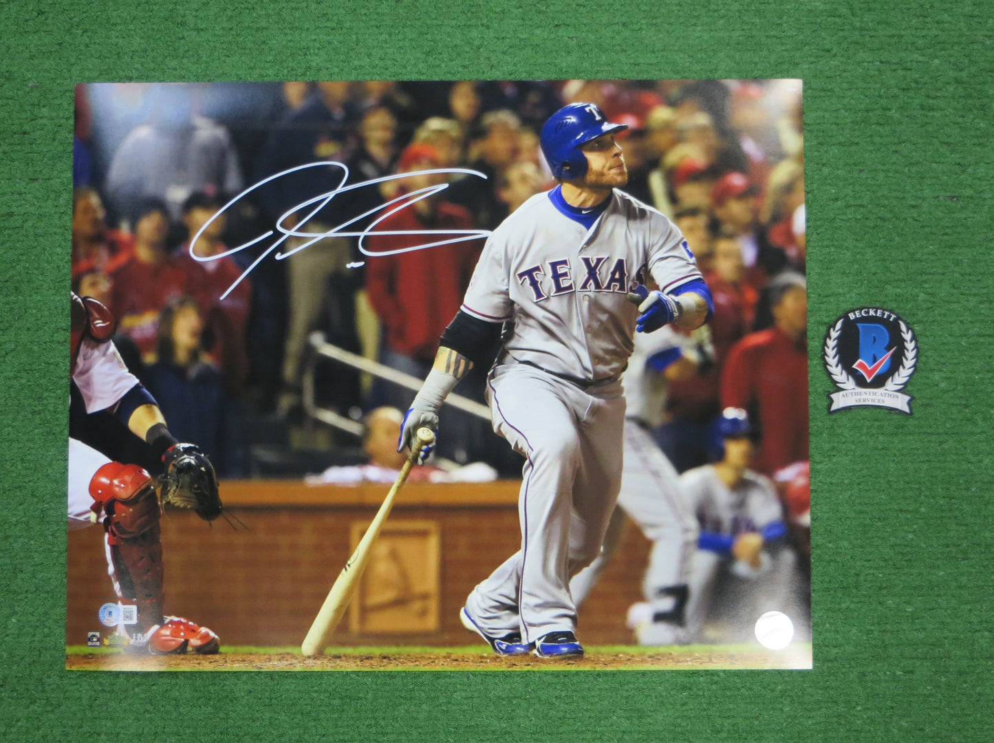 JOSH HAMILTON TEXAS RANGERS SIGNED 16x20 World Series Game 6 BAS COA