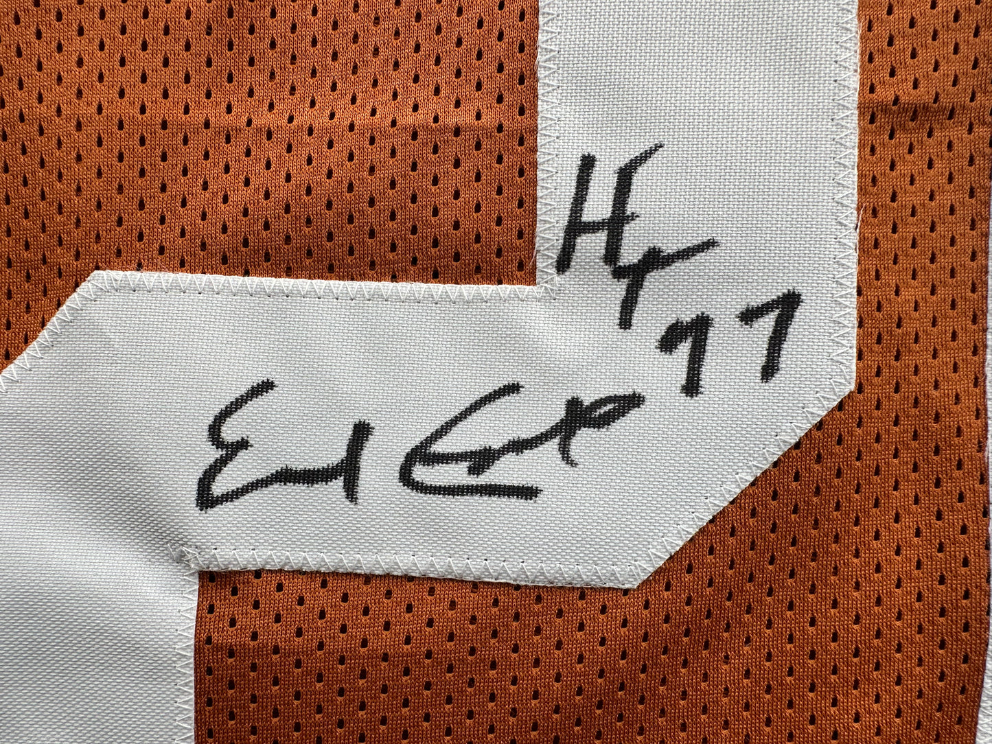 EARL CAMPBELL SIGNED ORANGE FOOTBALL JERSEY Texas Longhorns 3XL BAS COA