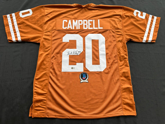 EARL CAMPBELL SIGNED ORANGE FOOTBALL JERSEY Texas Longhorns 3XL BAS COA