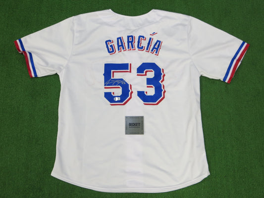 ADOLIS GARCIA TEXAS RANGERS SIGNED Home JERSEY XL BAS COA