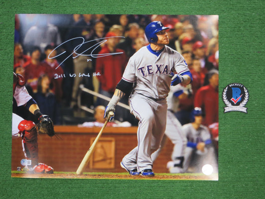 JOSH HAMILTON TEXAS RANGERS SIGNED 16x20 w/"WS Game 6 HR" BAS COA