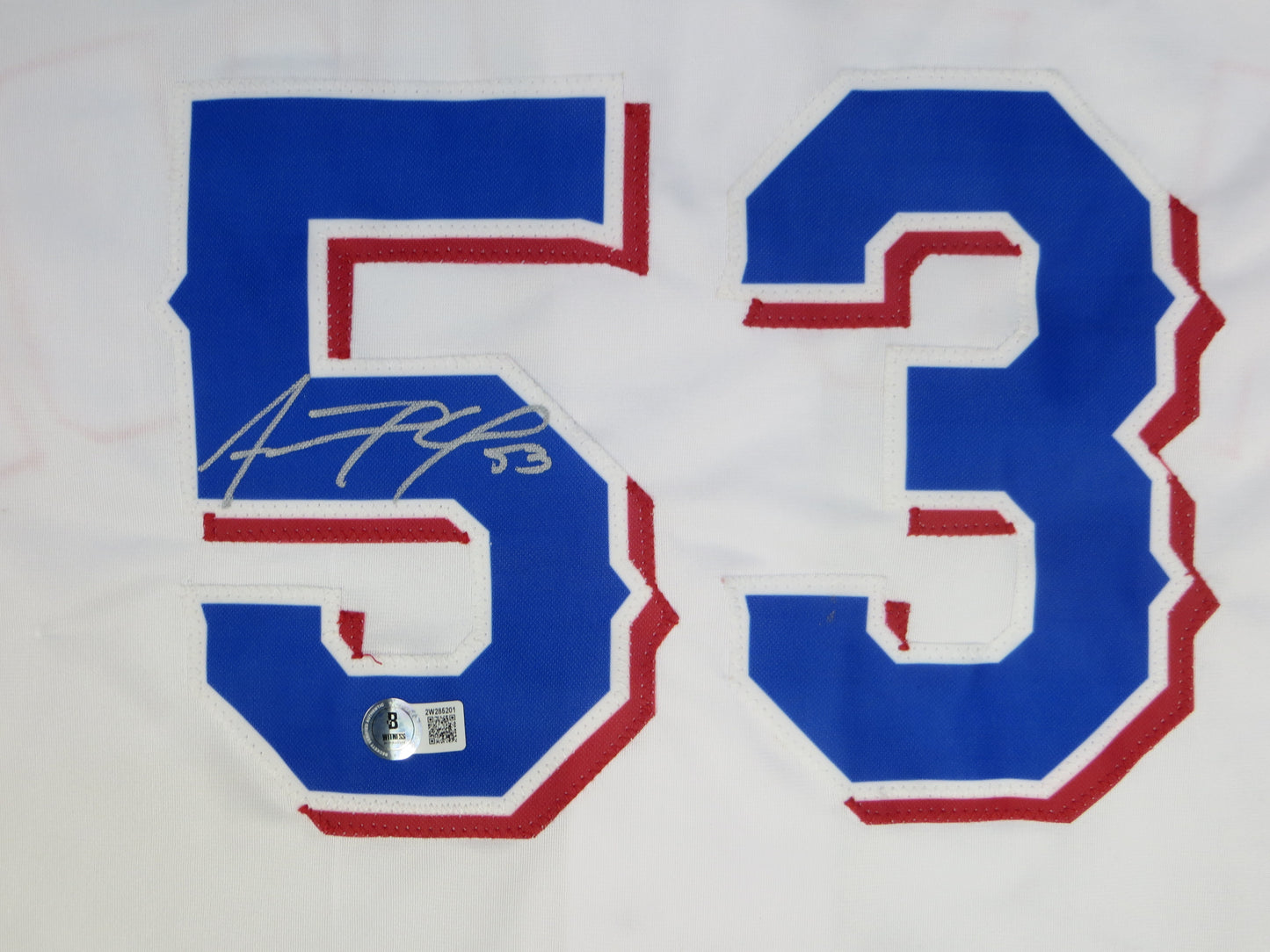 ADOLIS GARCIA TEXAS RANGERS SIGNED Home JERSEY XL BAS COA