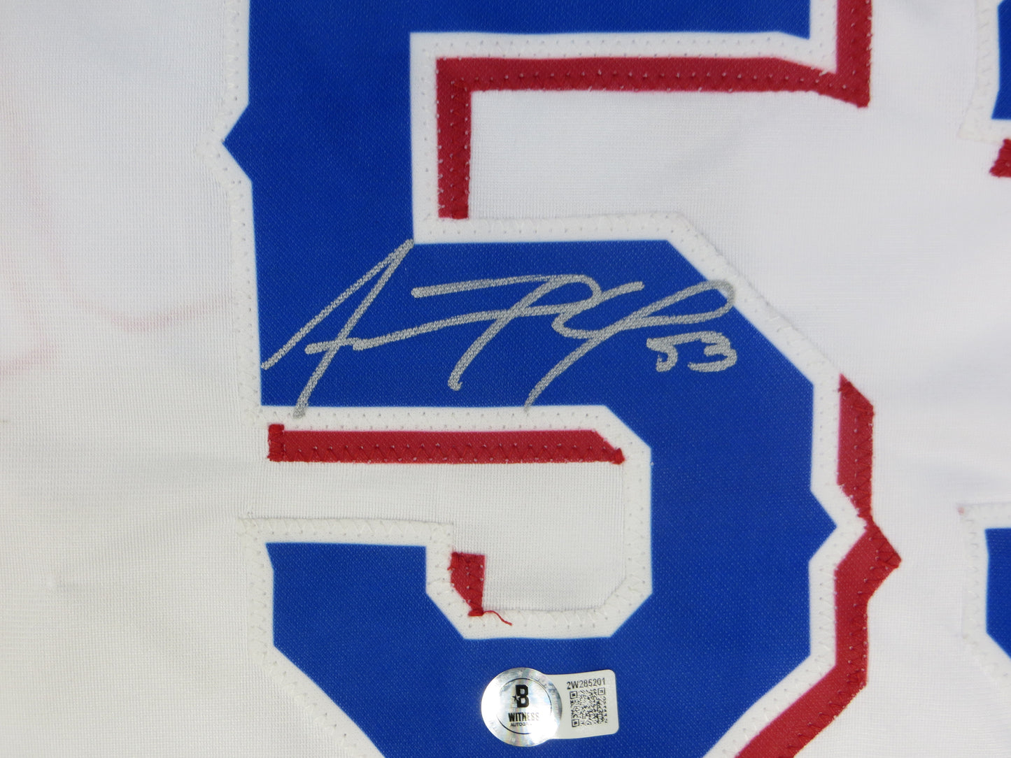 ADOLIS GARCIA TEXAS RANGERS SIGNED Home JERSEY XL BAS COA