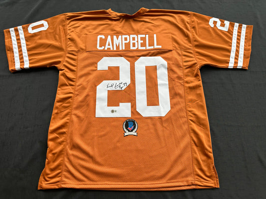 EARL CAMPBELL SIGNED ORANGE FOOTBALL JERSEY Texas Longhorns 3XL BAS COA