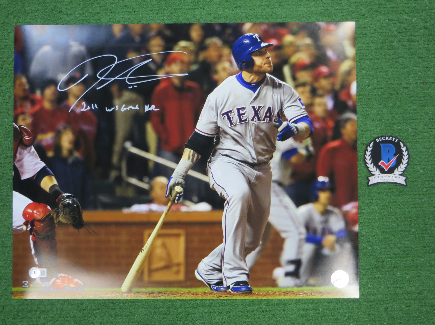 JOSH HAMILTON TEXAS RANGERS SIGNED 16x20 w/"WS Game 6 HR" BAS COA