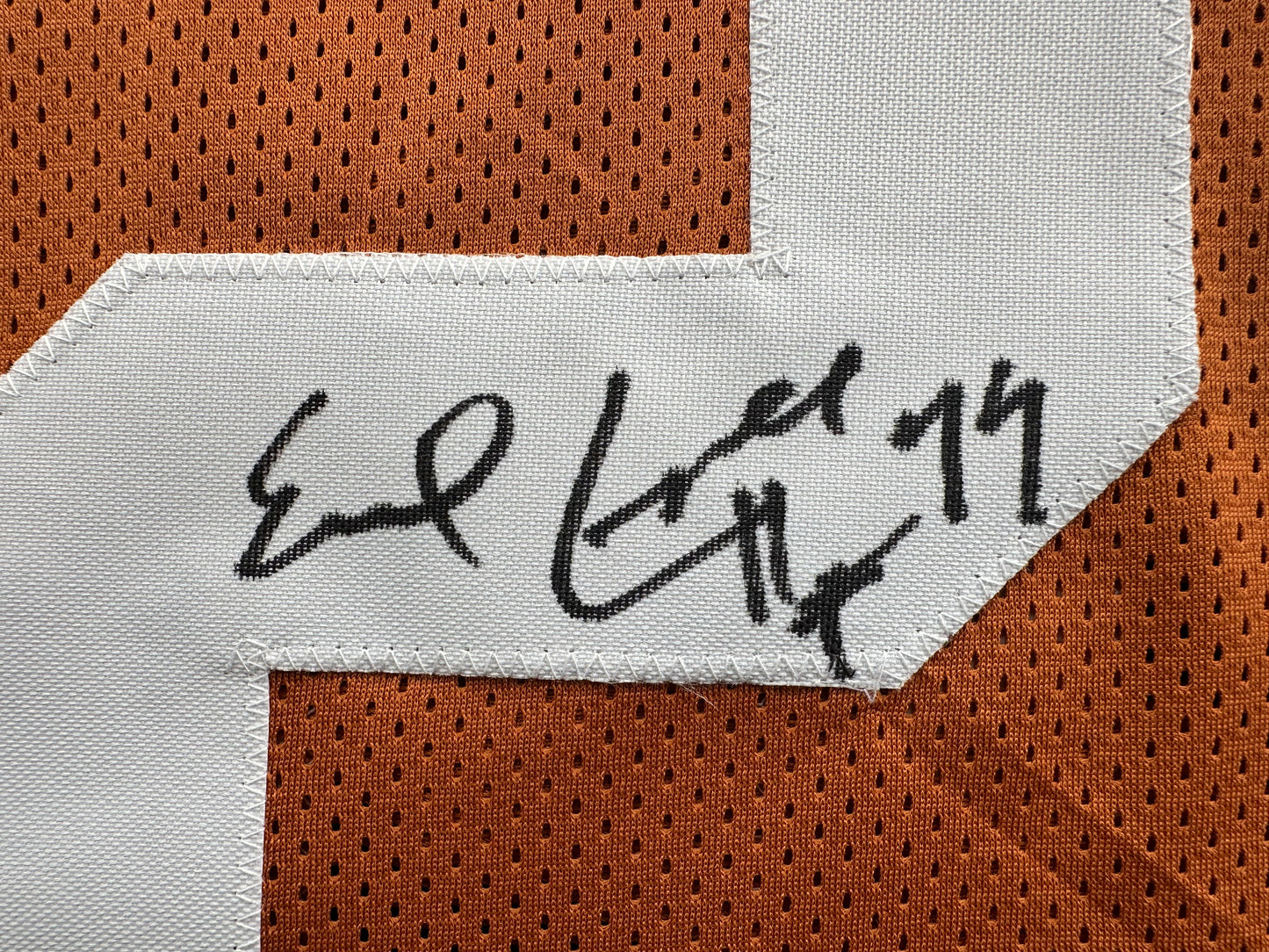 EARL CAMPBELL SIGNED ORANGE FOOTBALL JERSEY Texas Longhorns 3XL BAS COA