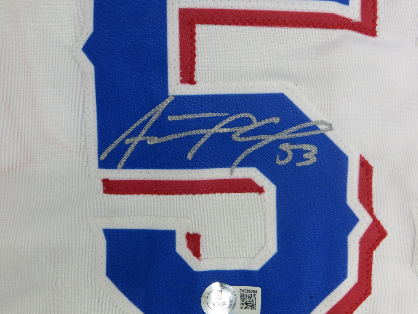 ADOLIS GARCIA TEXAS RANGERS SIGNED Home JERSEY XL BAS COA