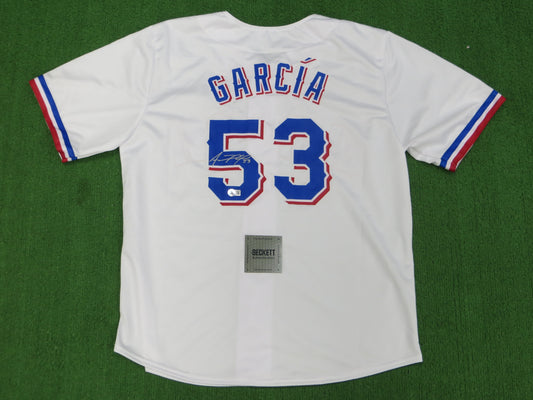 ADOLIS GARCIA TEXAS RANGERS SIGNED Home JERSEY XL BAS COA