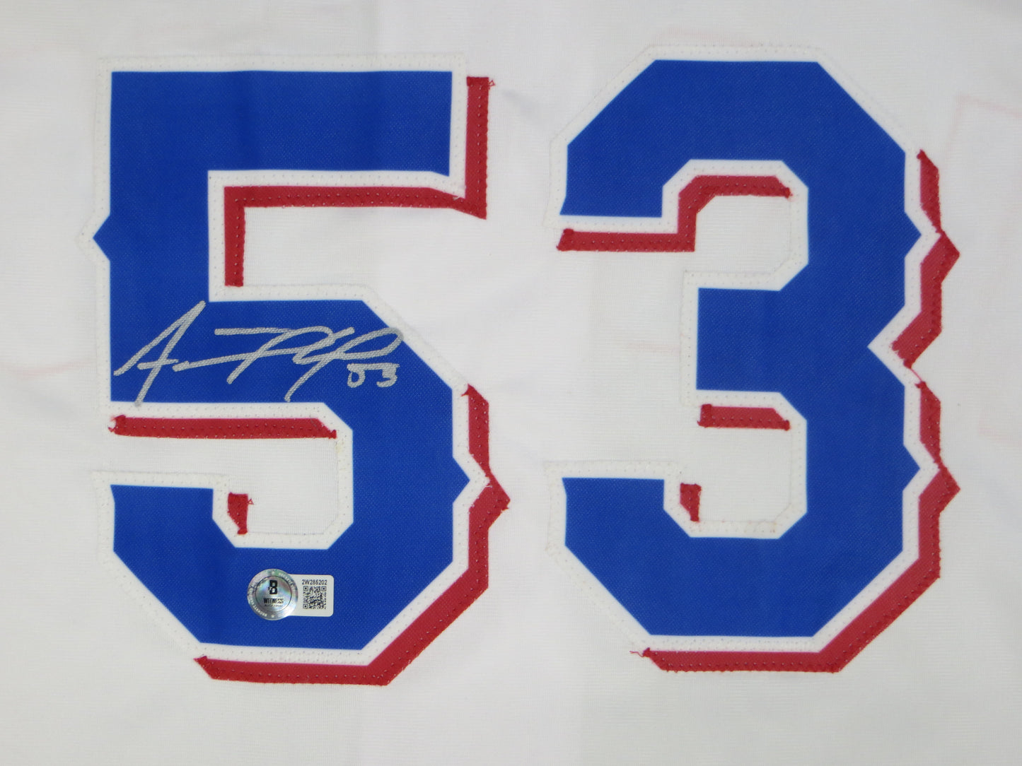 ADOLIS GARCIA TEXAS RANGERS SIGNED Home JERSEY XL BAS COA