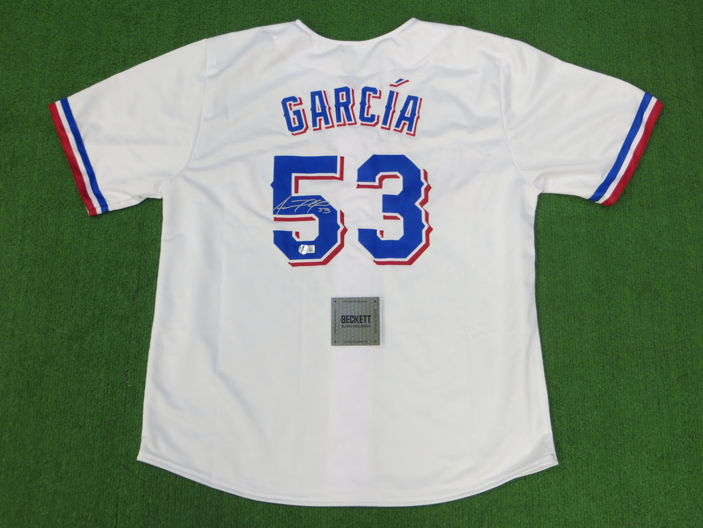 ADOLIS GARCIA TEXAS RANGERS SIGNED Home JERSEY XL BAS COA