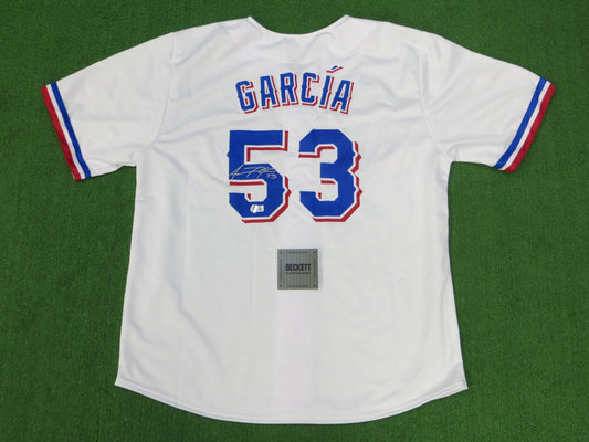 ADOLIS GARCIA TEXAS RANGERS SIGNED Home JERSEY XL BAS COA
