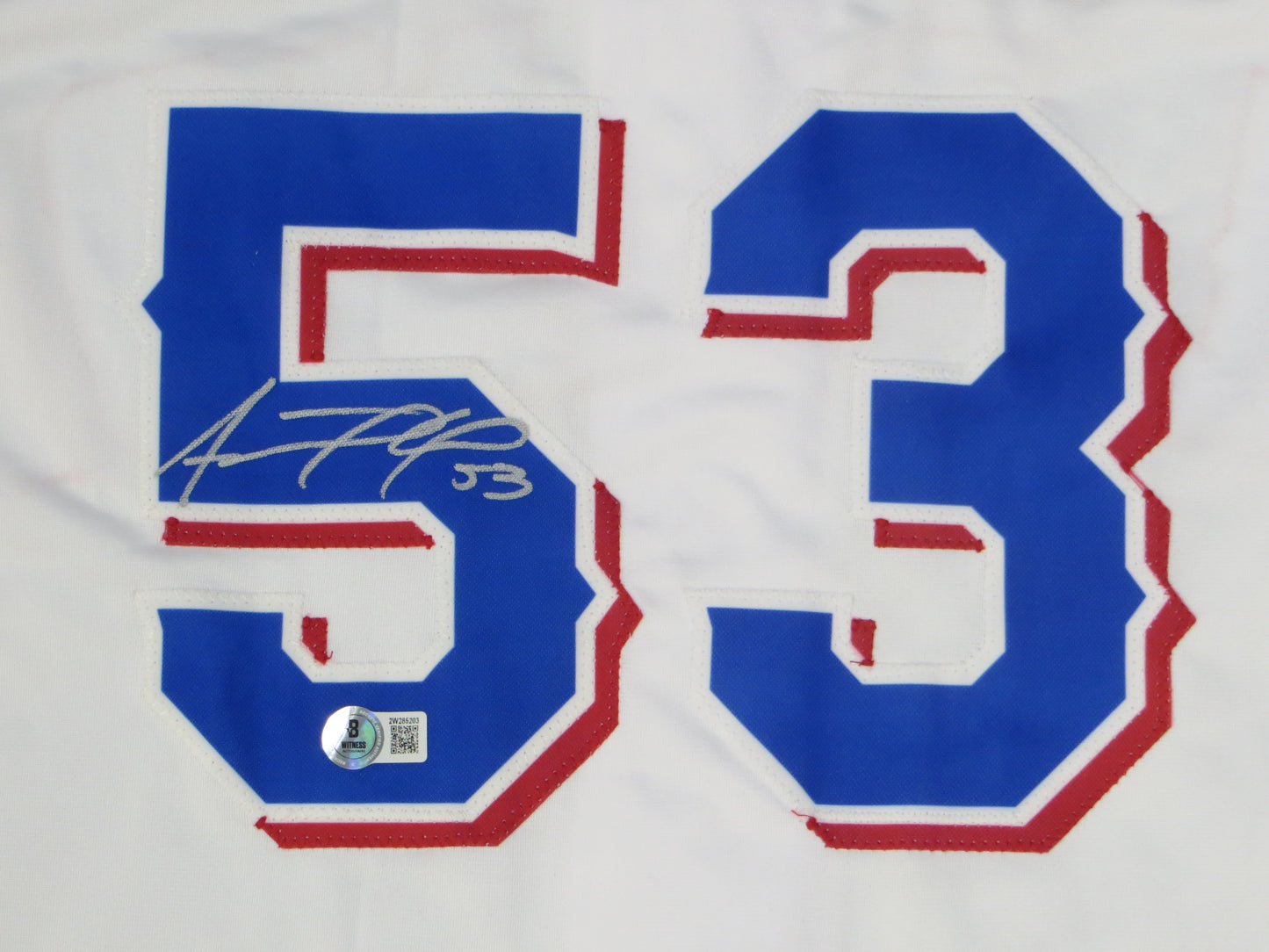 ADOLIS GARCIA TEXAS RANGERS SIGNED Home JERSEY XL BAS COA