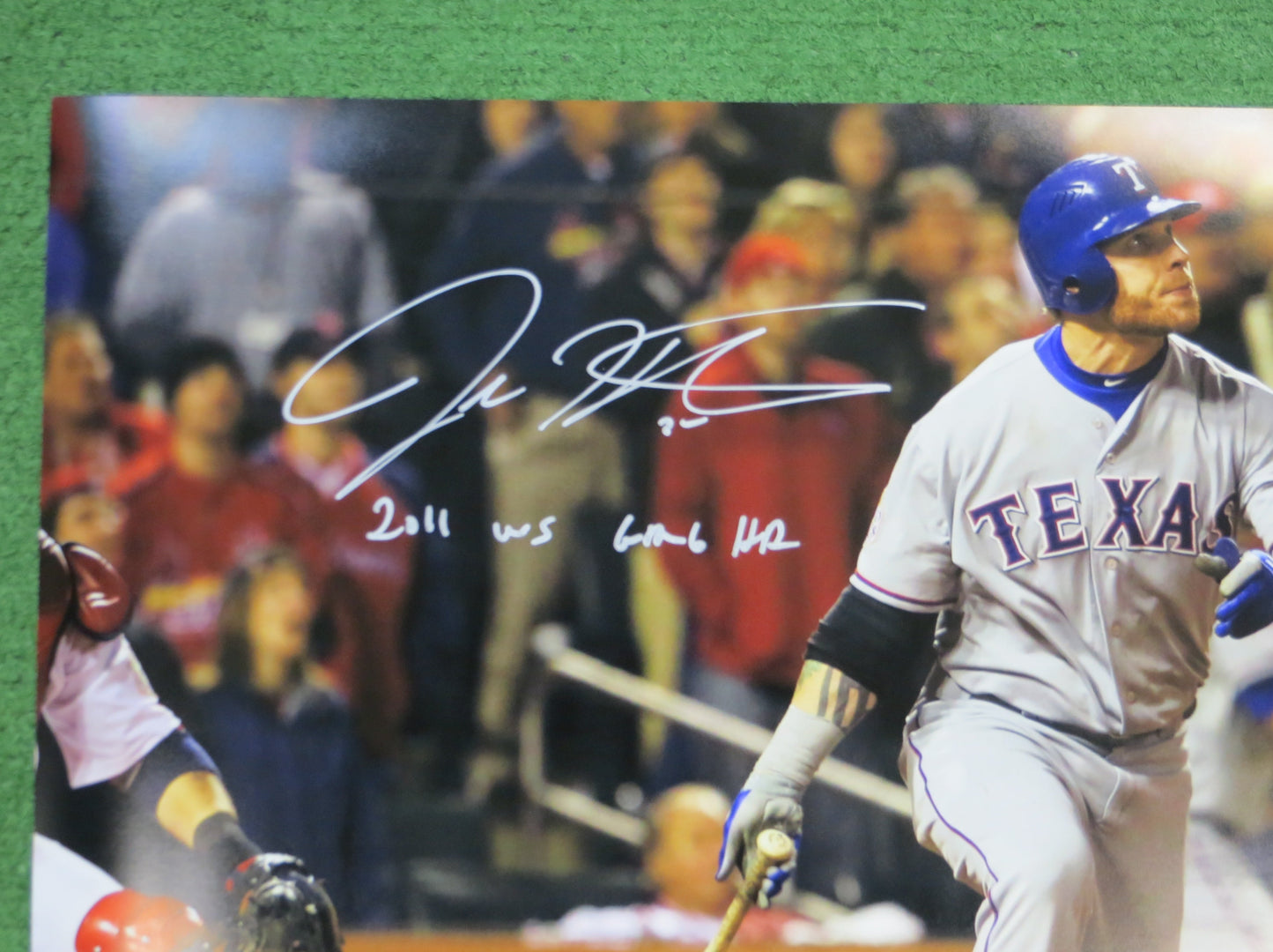JOSH HAMILTON TEXAS RANGERS SIGNED 16x20 w/"WS Game 6 HR" BAS COA
