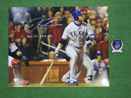 JOSH HAMILTON TEXAS RANGERS SIGNED 16x20 w/"WS Game 6 HR" BAS COA