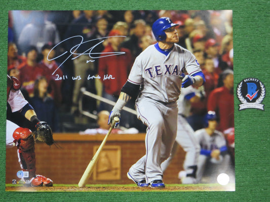 JOSH HAMILTON TEXAS RANGERS SIGNED 16x20 w/"WS Game 6 HR" BAS COA