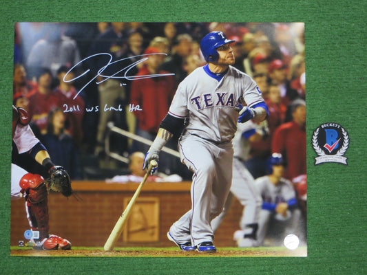 JOSH HAMILTON TEXAS RANGERS SIGNED 16x20 w/"WS Game 6 HR" BAS COA