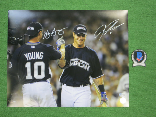 JOSH HAMILTON & MICHAEL YOUNG TEXAS RANGERS SIGNED All Star Game 16x20 BAS