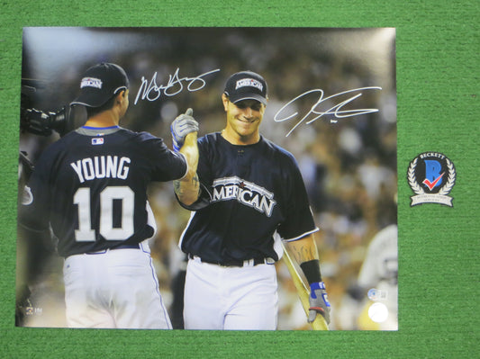 JOSH HAMILTON & MICHAEL YOUNG TEXAS RANGERS SIGNED All Star Game 16x20 BAS