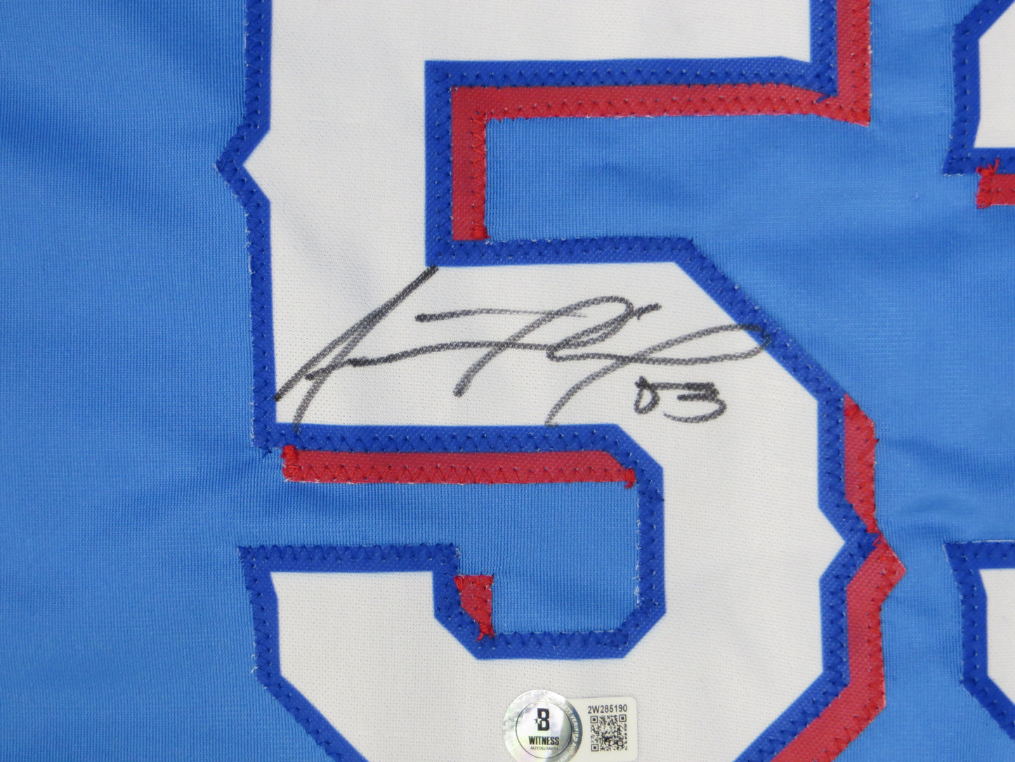 ADOLIS GARCIA TEXAS RANGERS SIGNED Light Blue JERSEY XL BAS COA