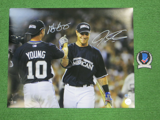 JOSH HAMILTON & MICHAEL YOUNG TEXAS RANGERS SIGNED All Star Game 16x20 BAS