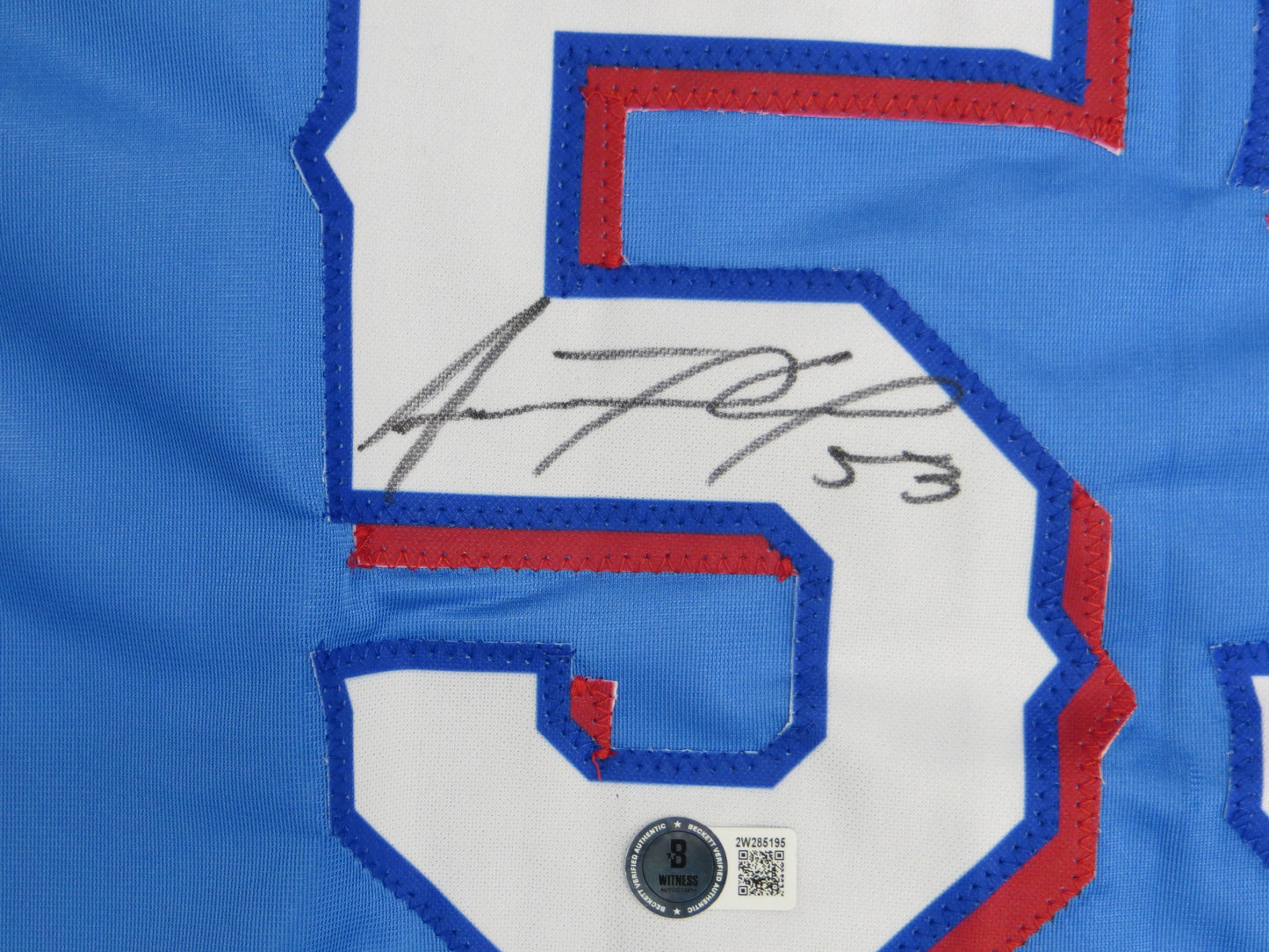 ADOLIS GARCIA TEXAS RANGERS SIGNED Light Blue JERSEY XL BAS COA