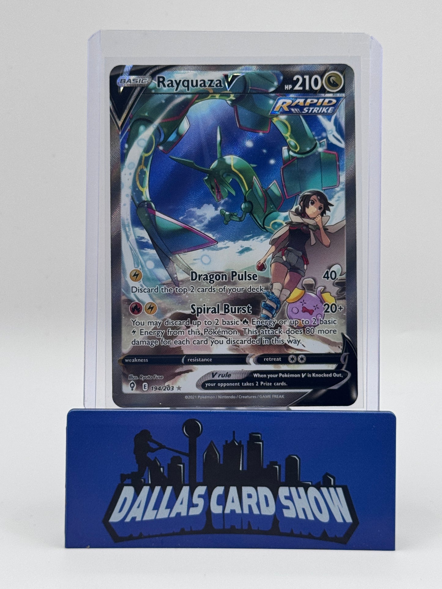 2021 Pokemon - Rayquaza V (Alt Art) - 194/203 Evolving Skies NM (OC)