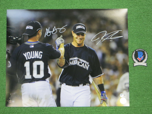 JOSH HAMILTON & MICHAEL YOUNG TEXAS RANGERS SIGNED All Star Game 16x20 BAS